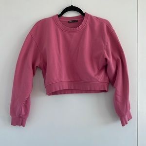 ZARA Pink Cropped Crewneck (size s)
